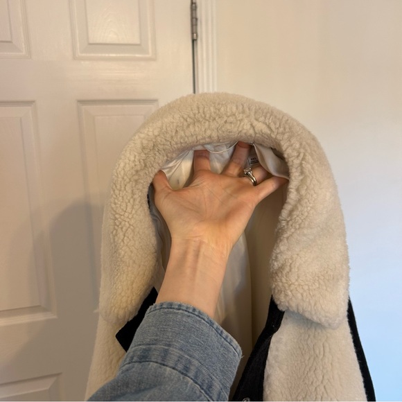 Madewell McClancy Sherpa Two-tone Long Coat‎ XXL black white - Picture 9 of 10